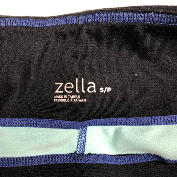 Zella Cropped Leggings Teal Blue Black Size Small - Picture 5 of 8